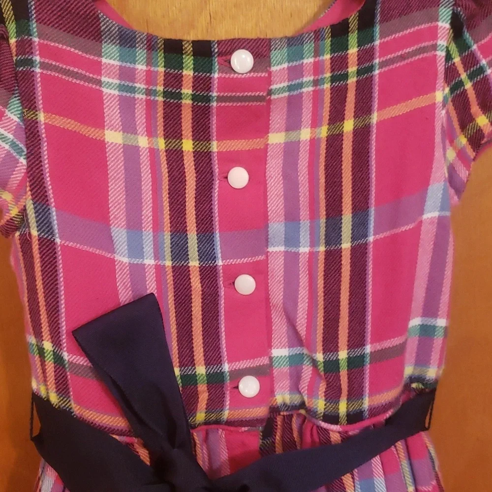 Ralph Lauren Pink plaid flannel dress with ribbon tie